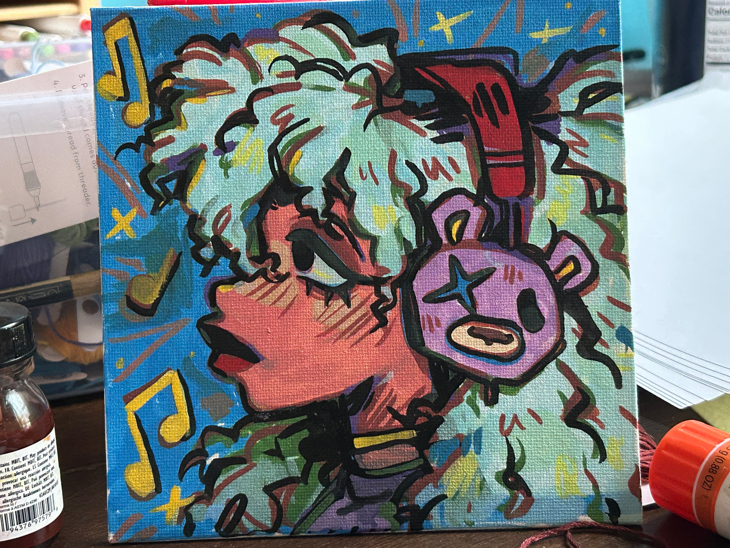 My Headphones Are On, Leave Me Alone Original Painting