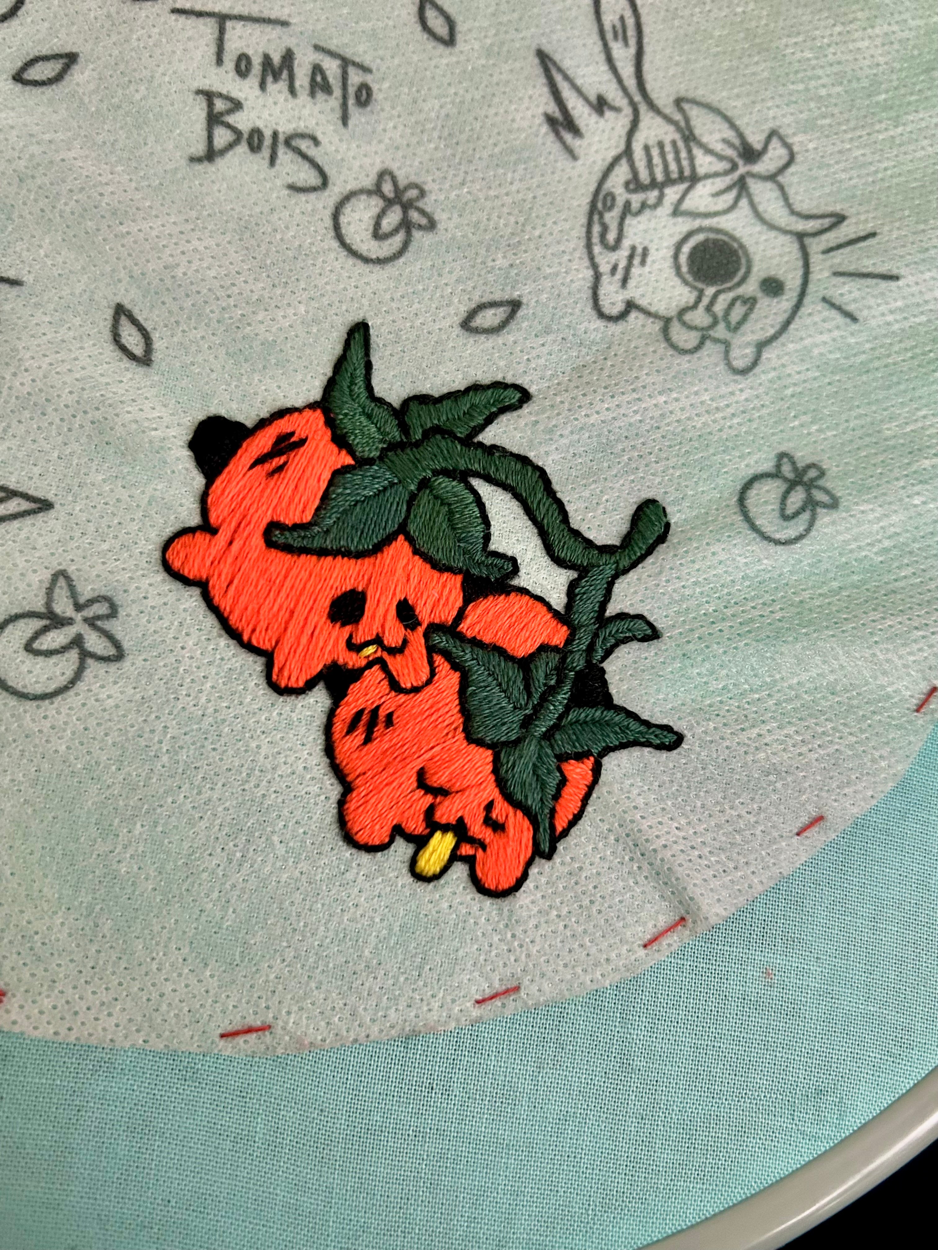 Tomato Bois Stick & Stitch Embroidery Pattern (DIY Water-Soluble Transfer)