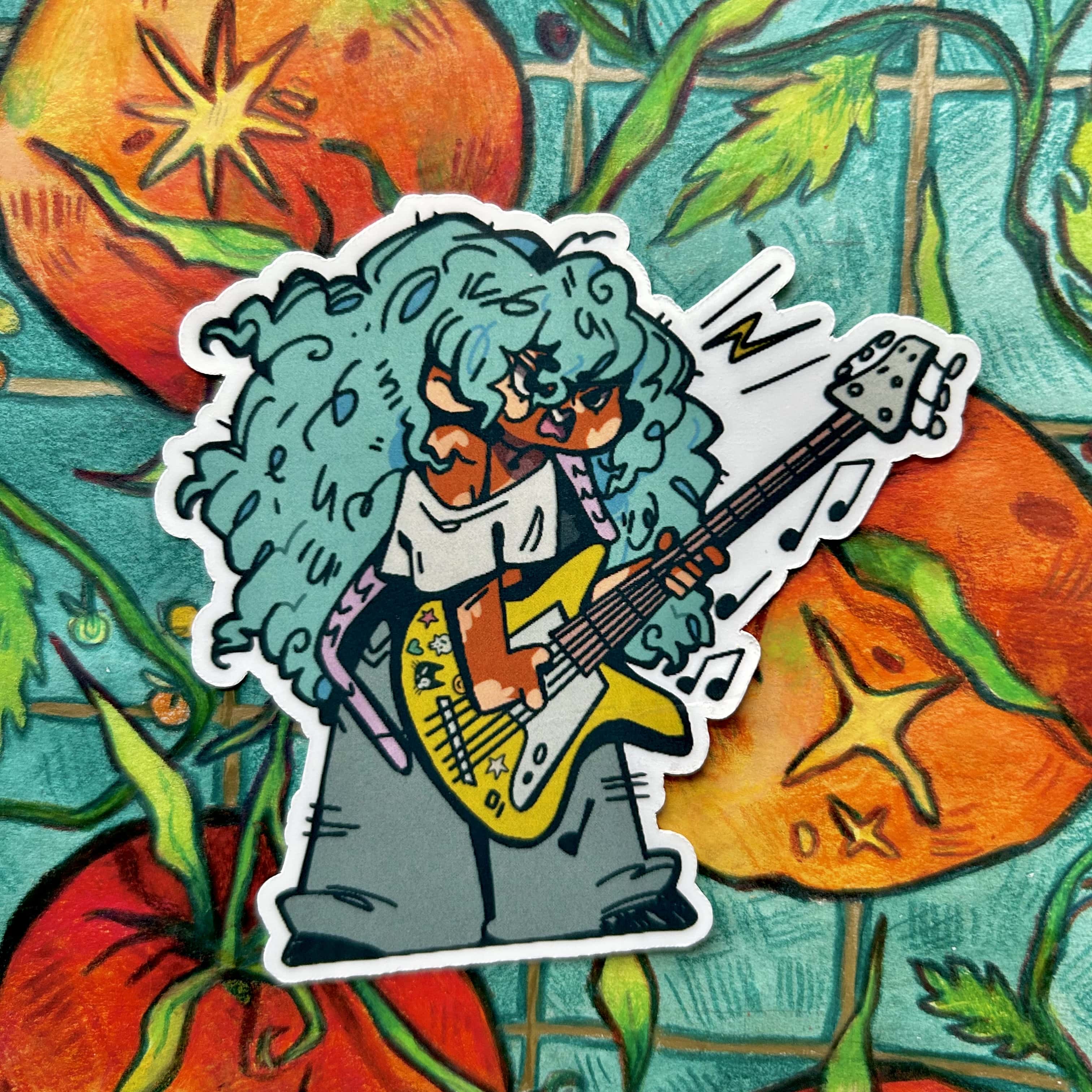 Pelekat Vinyl Pemain Gitar Marah