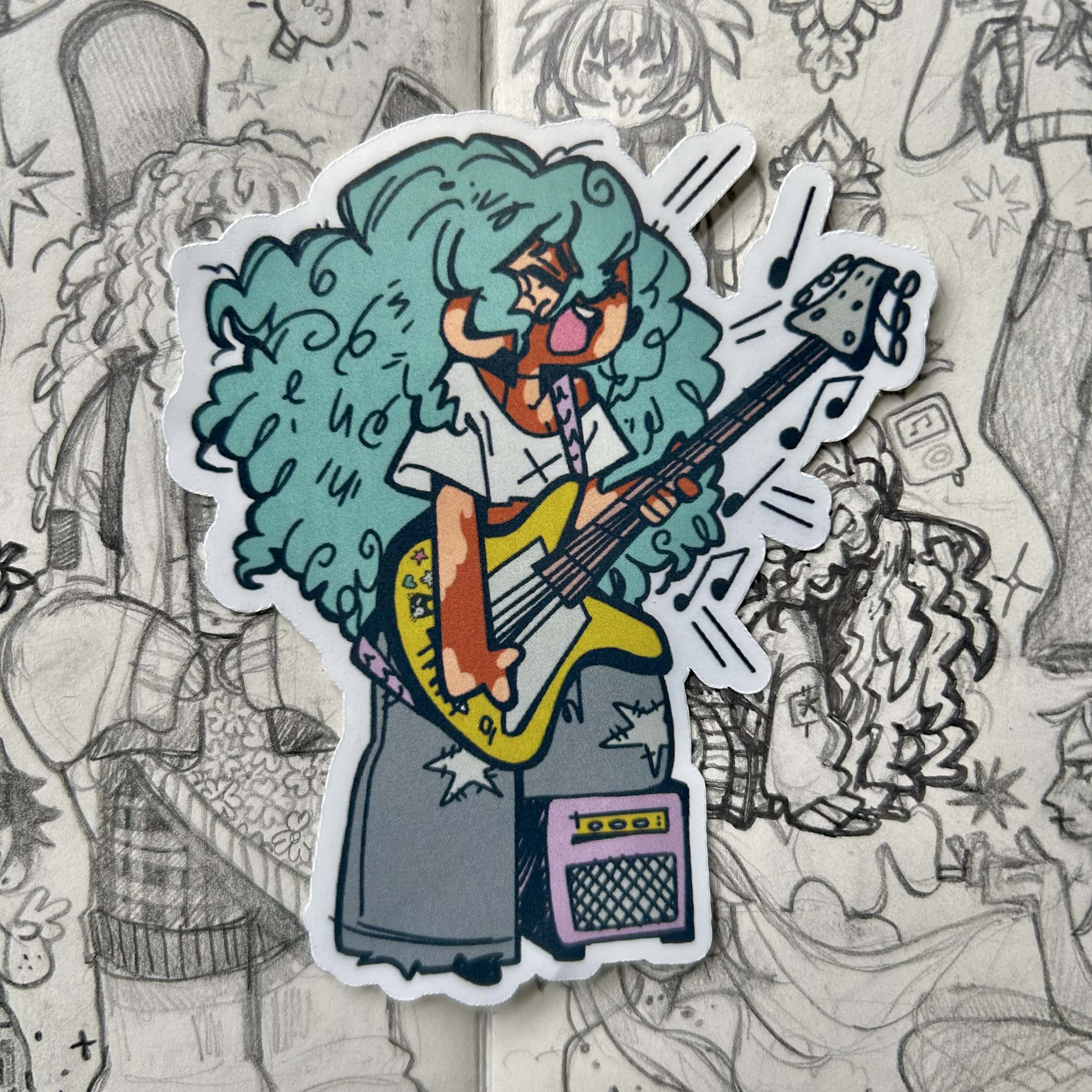 Pelekat Vinyl Pemain Gitar Prestasi