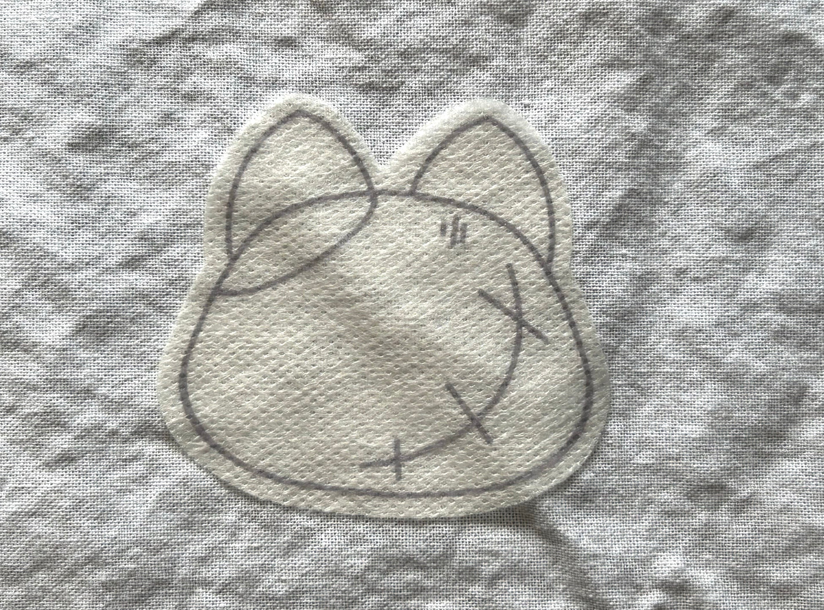 Missing Eye Cat Cushion Stick & Stitch Embroidery Pattern (DIY Water-Soluble Transfer)