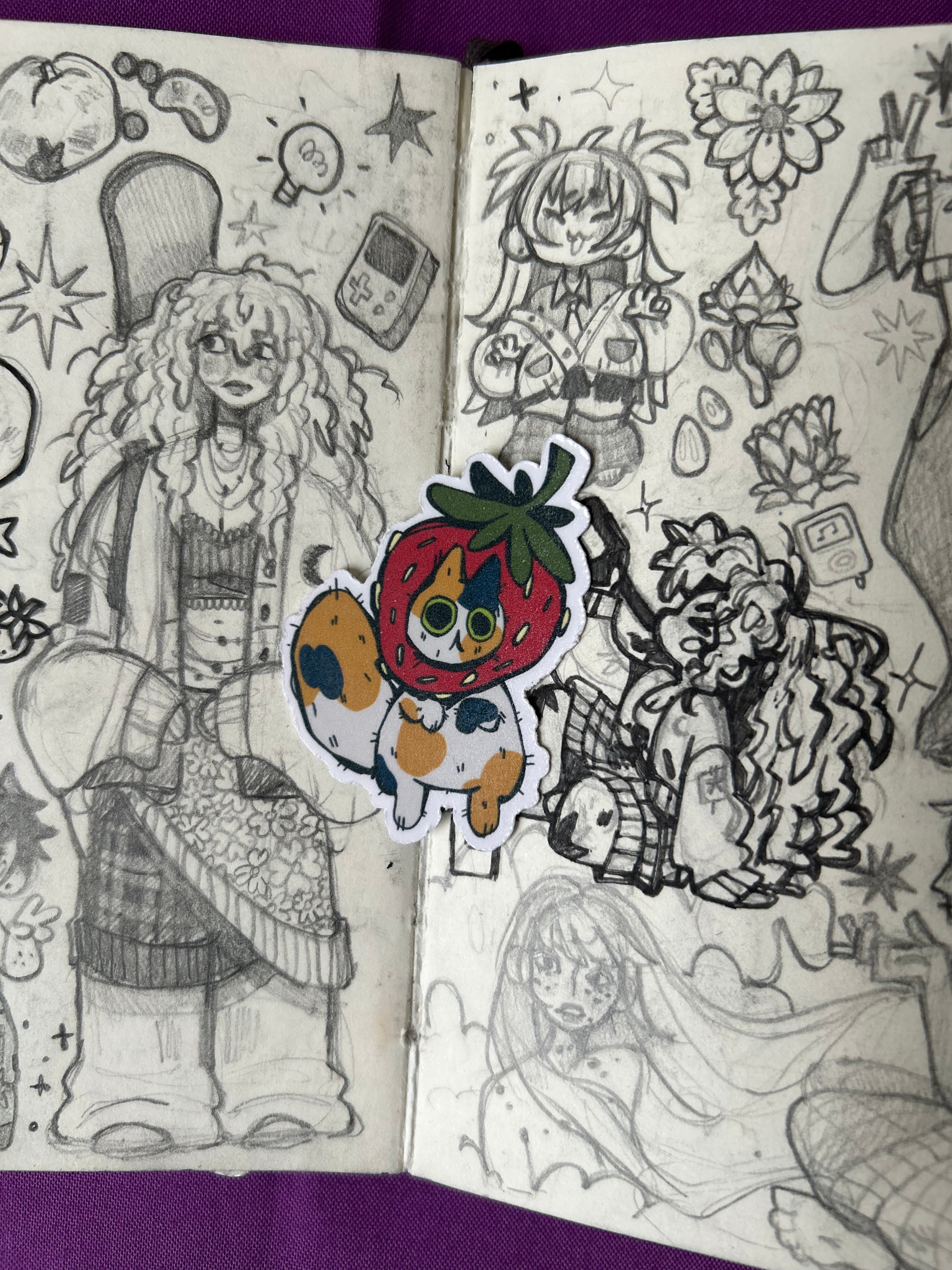 Pelekat Vinyl Kucing Strawberi