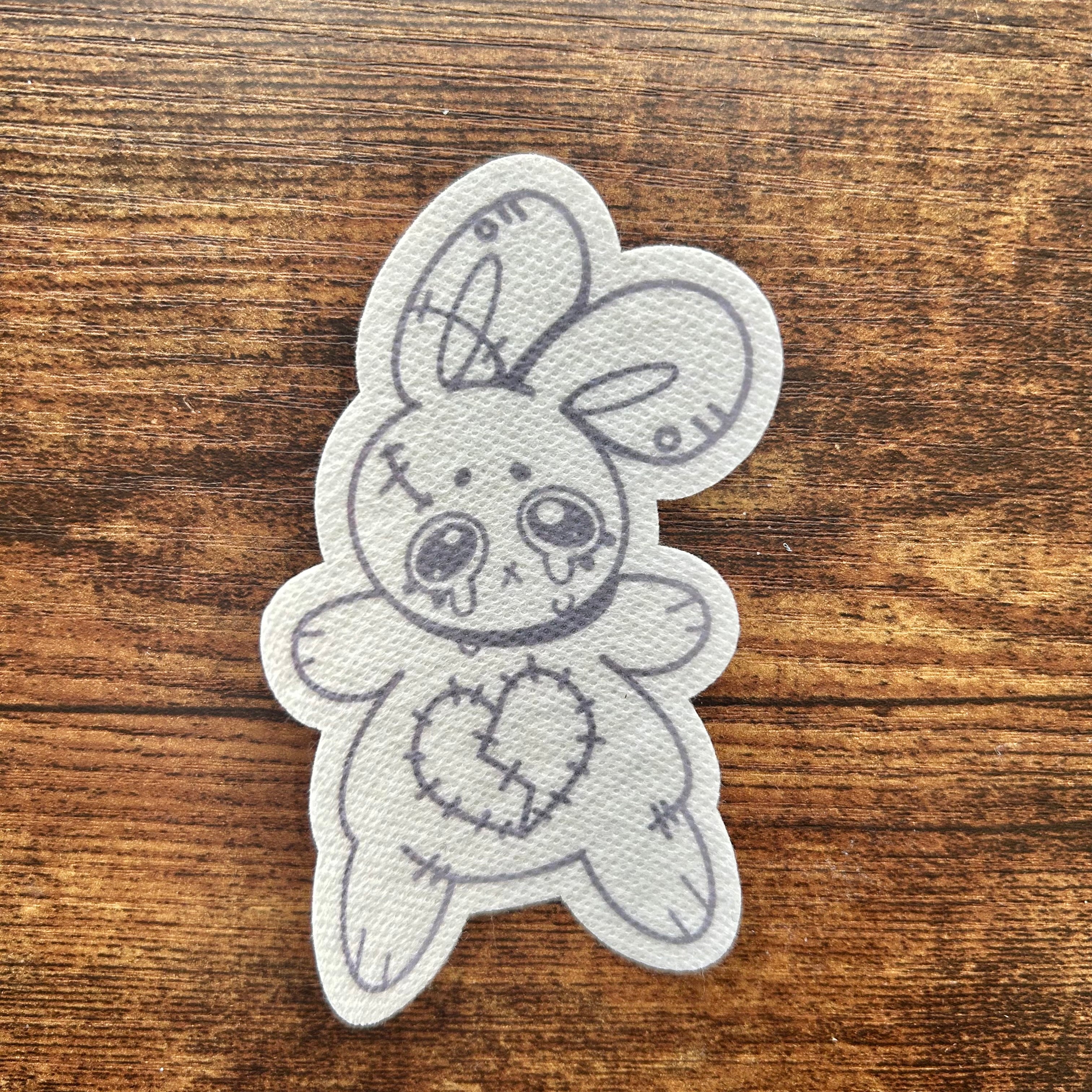 Emotional Bunny Cushion Stick & Stitch Embroidery Pattern (DIY Water-Soluble Transfer)