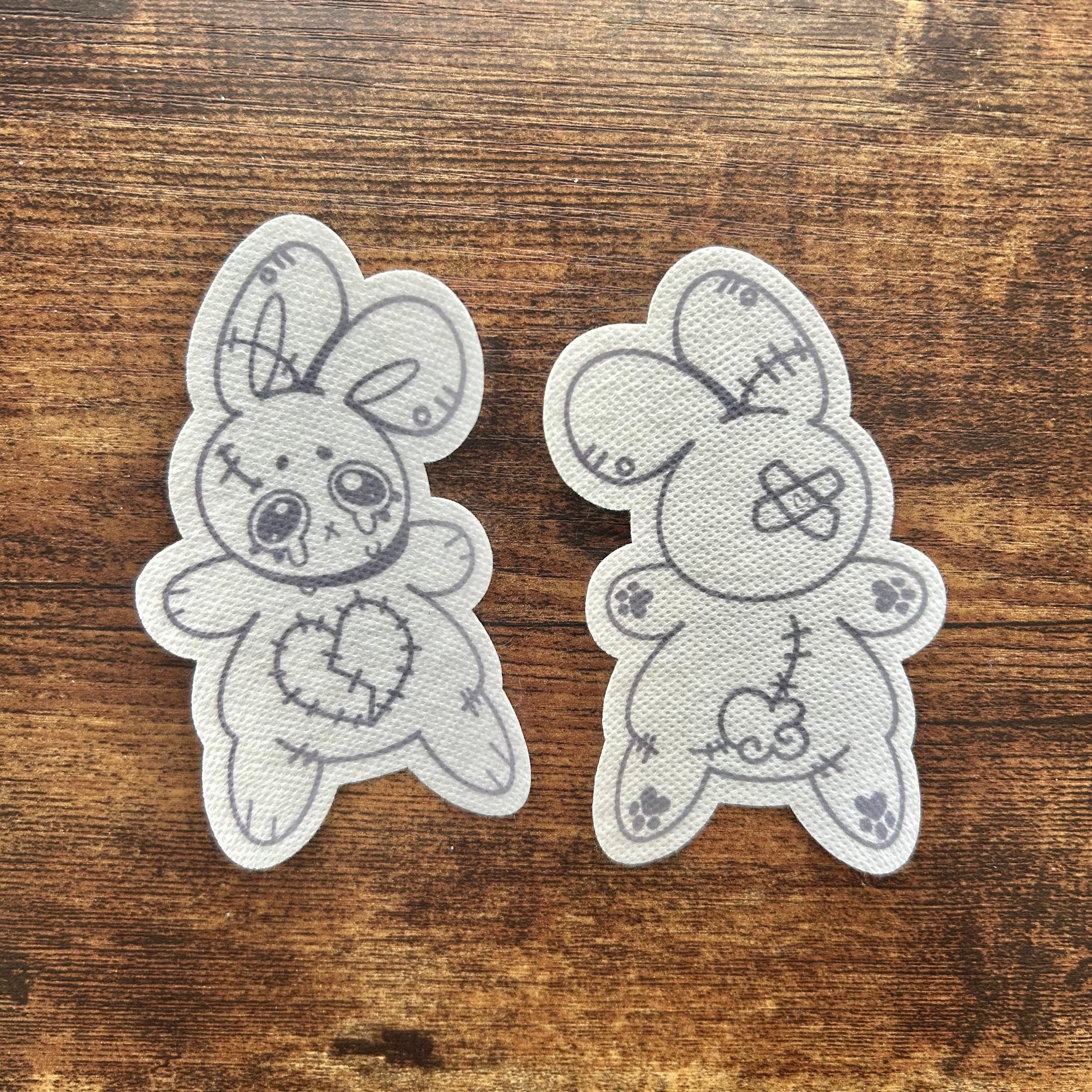 Emotional Bunny Cushion Stick & Stitch Embroidery Pattern (DIY Water-Soluble Transfer)