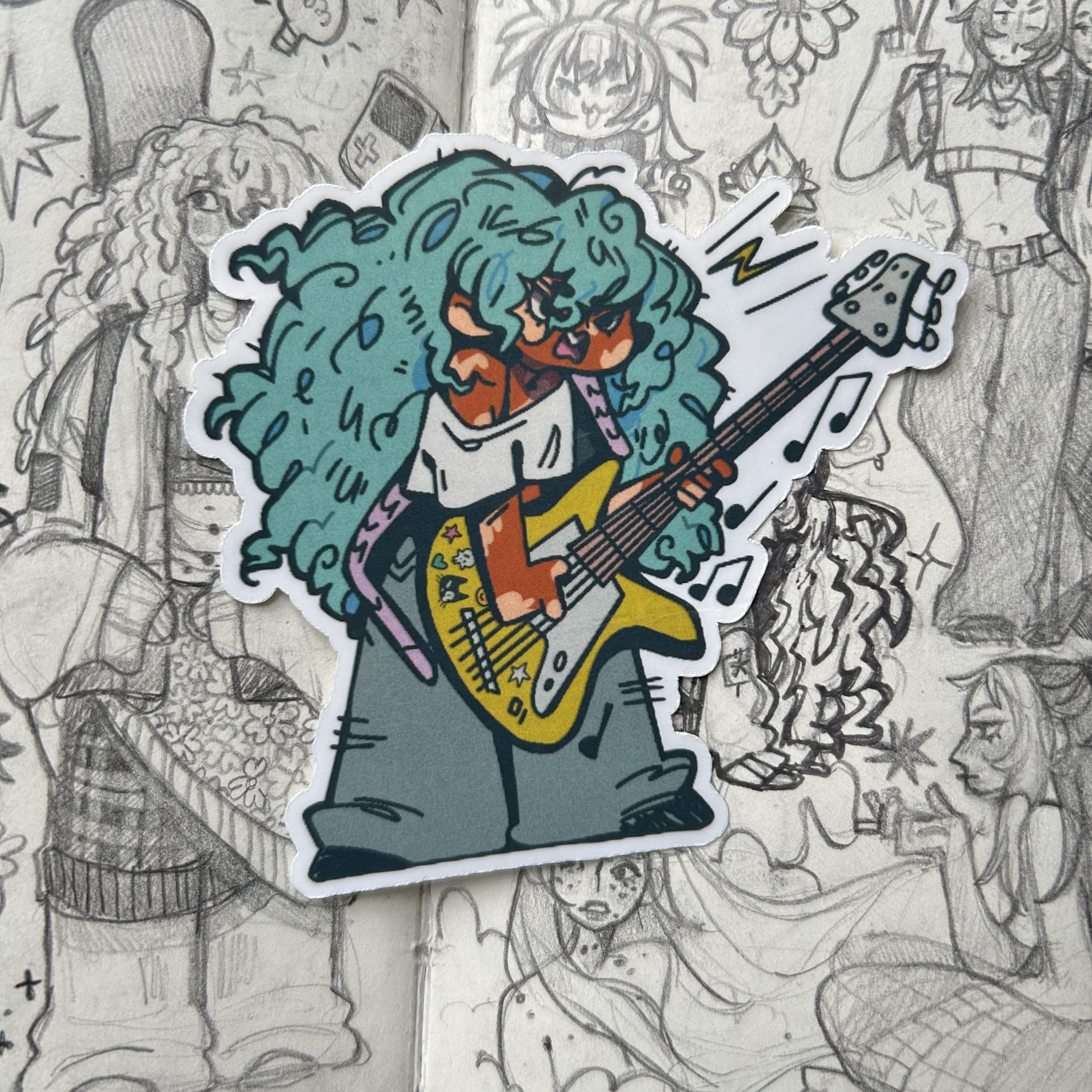 Pelekat Vinyl Pemain Gitar Marah
