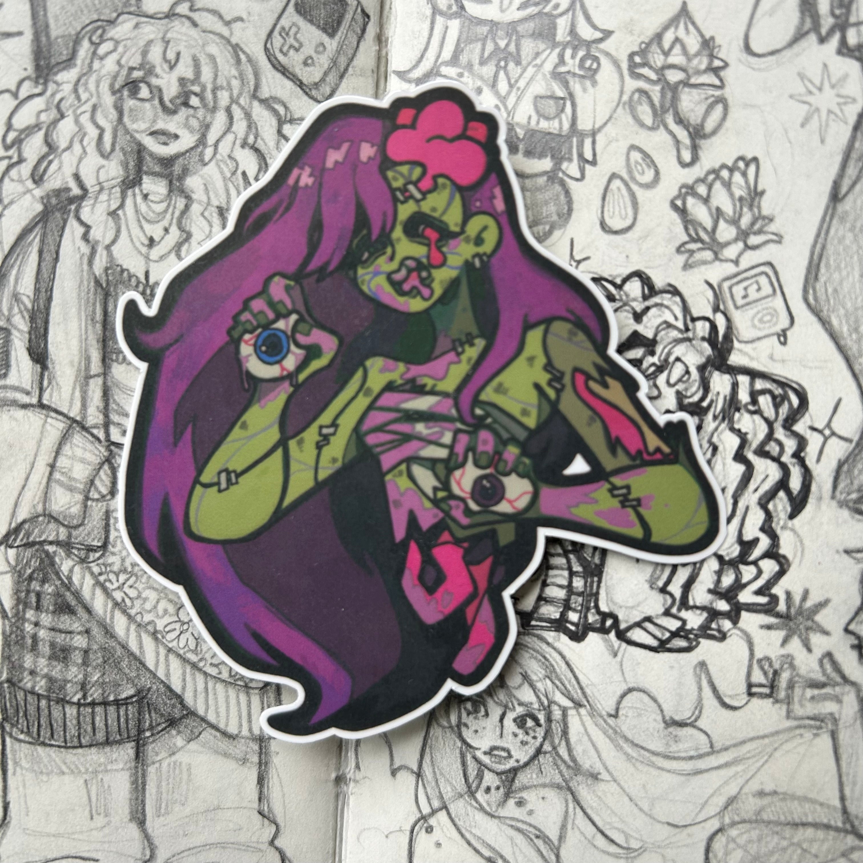 Pelekat Vinyl Zombi Mengidam