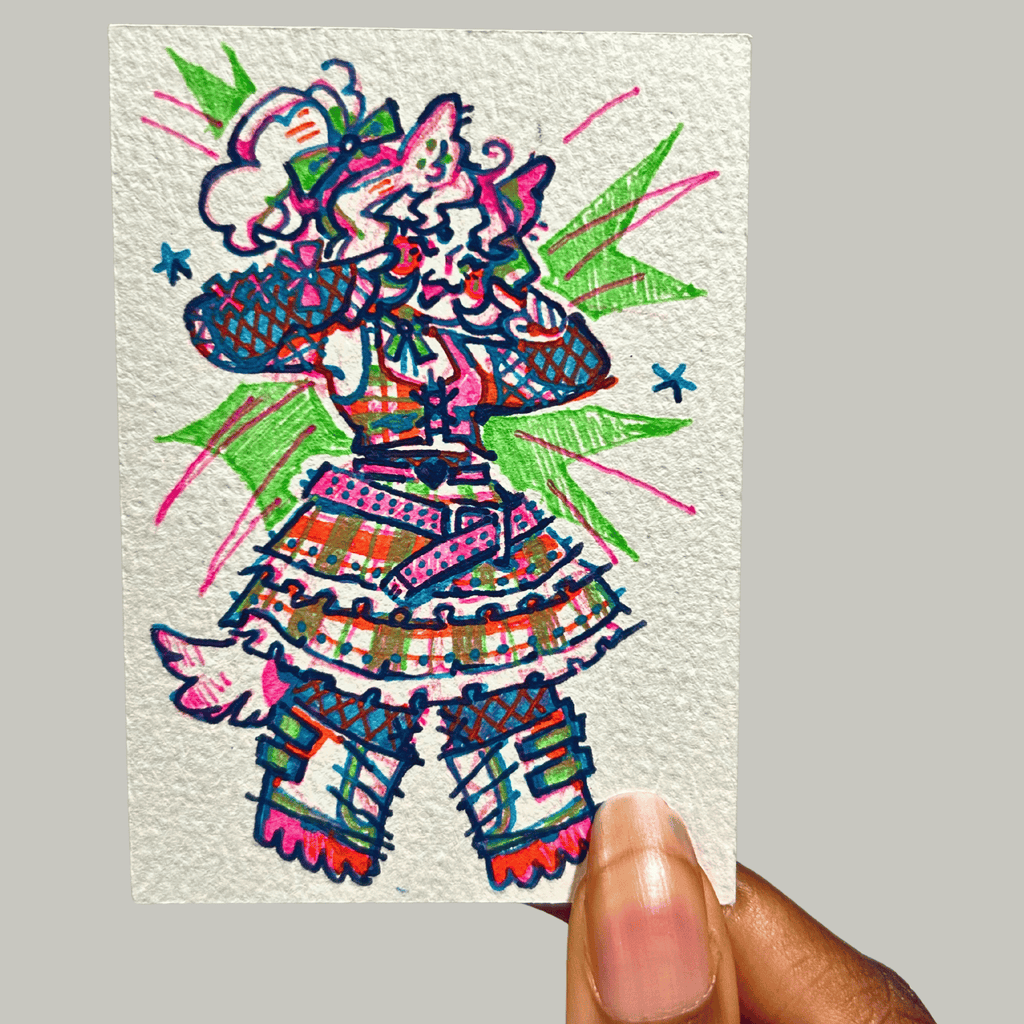 ACEO original art, Emo Scene Dog Girl