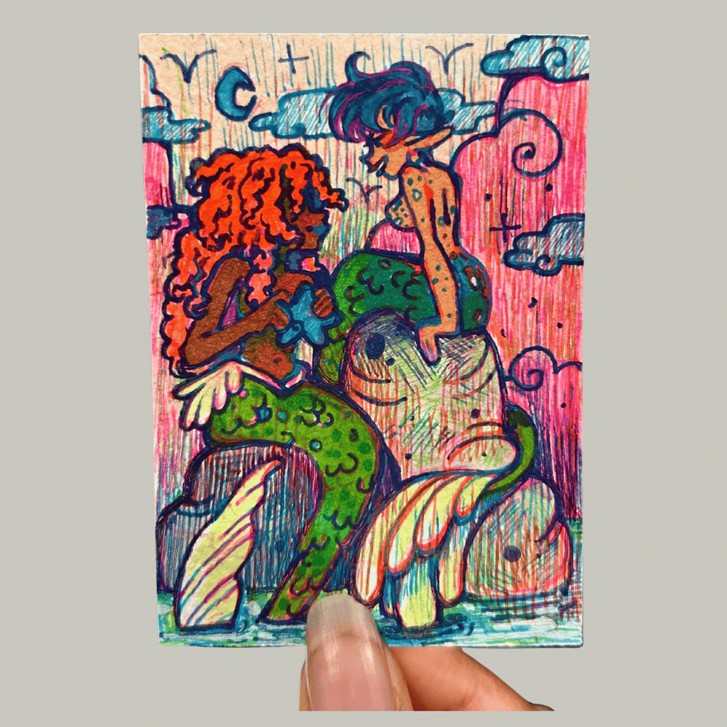 ACEO original art, Mermaids at Sea