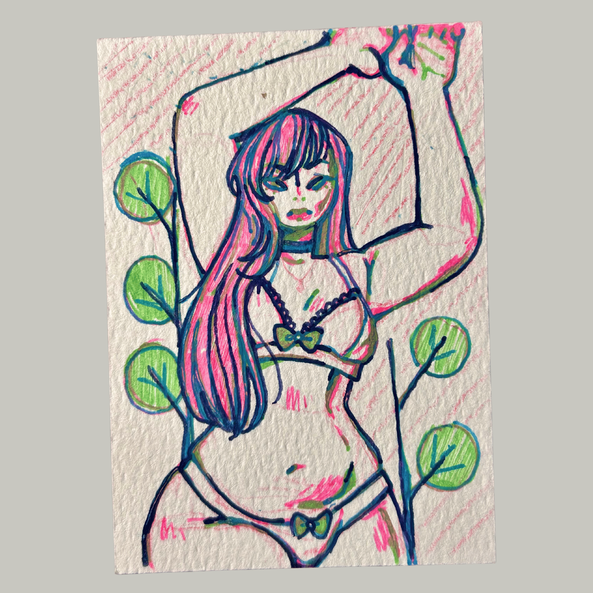 ACEO Miniature Art, original art, Pose